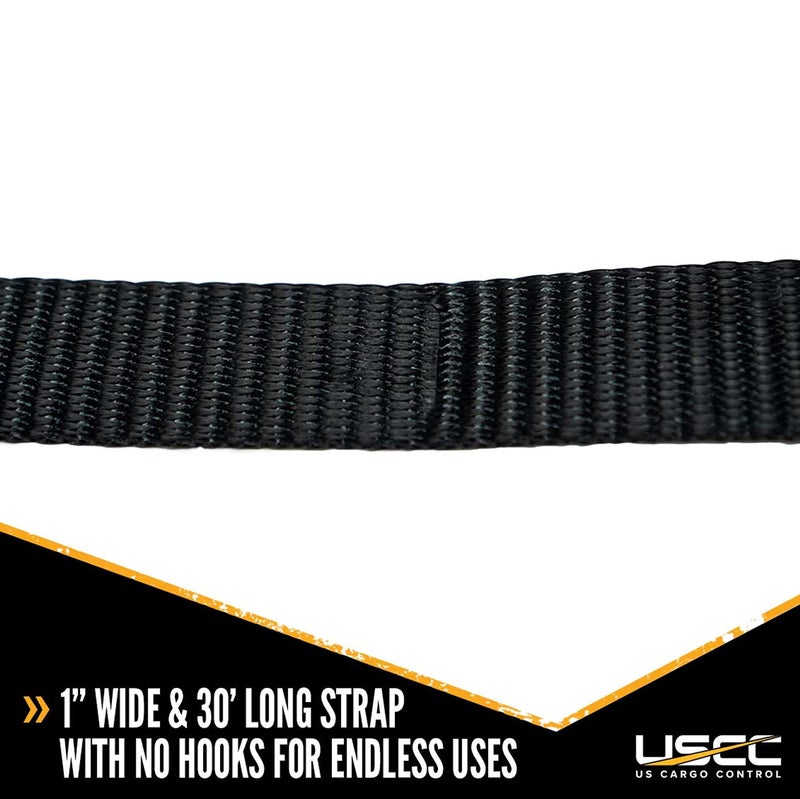 US Cargo Control Endless Ratchet Straps 1 Inch x 30 Foot (4-Pack), Hookless Ratchet Straps 30 FT, 1,500 LBS Break Strength, 1 Inch Tie Downs for Motorcycles, Bikes, Pallets, Kayaks, and Bundling - Image 2